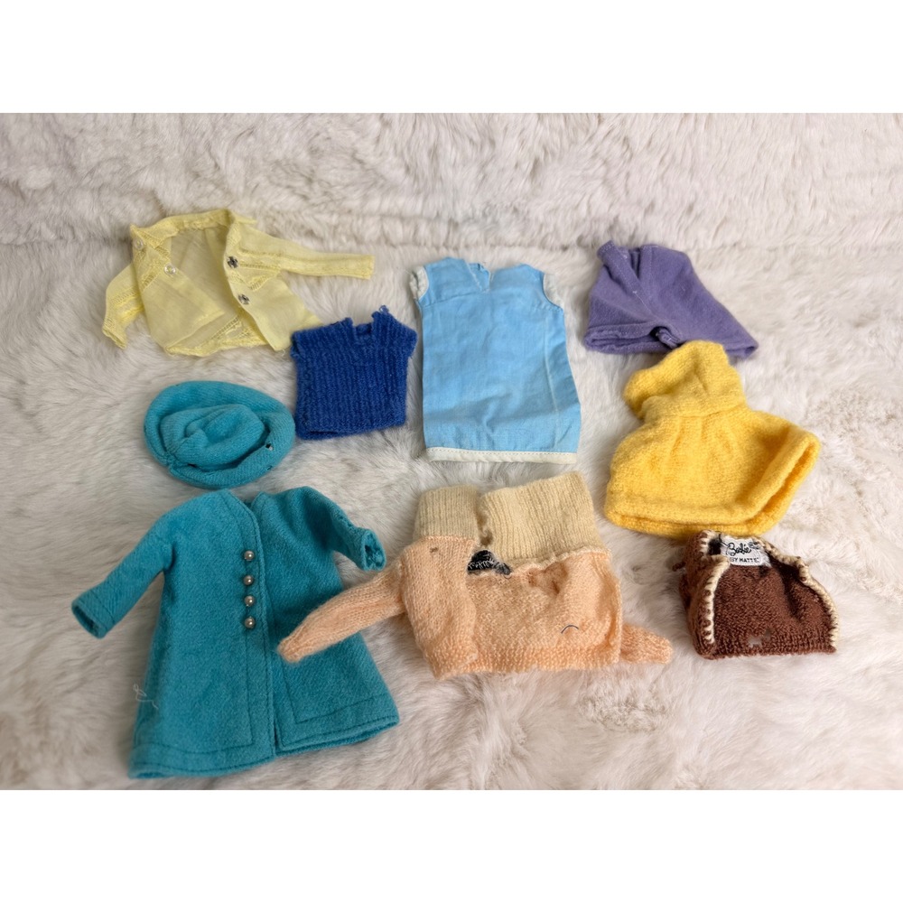 9pc Vintage 1960s Barbie Clone Doll Clothes Lot Repair AS IS Coat Sweater Dress